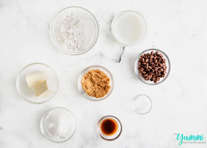 Ingredients needed for cookie dough