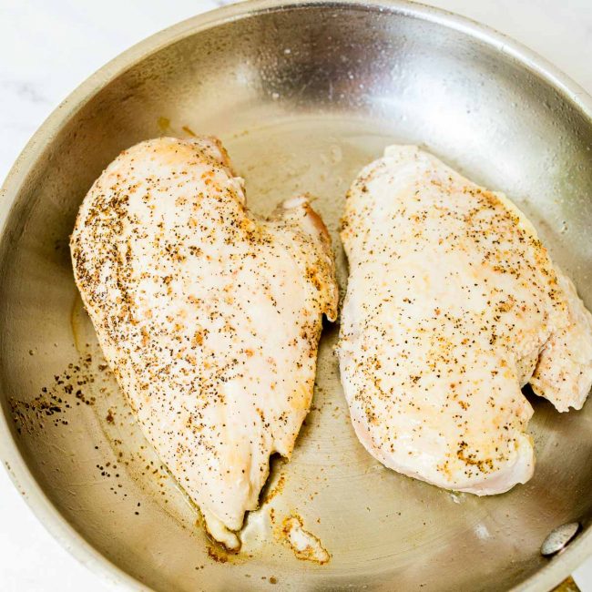 Cooking chicken in skillet