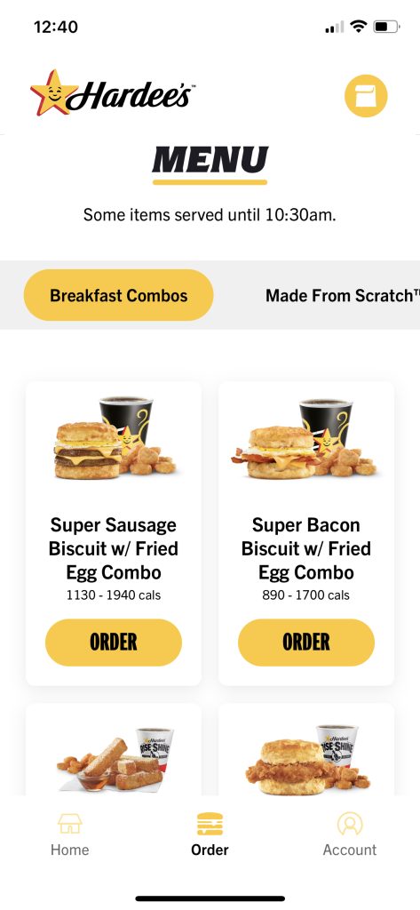 Discounted breakfast selections